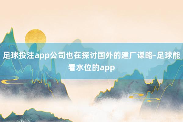 足球投注app公司也在探讨国外的建厂谋略-足球能看水位的app