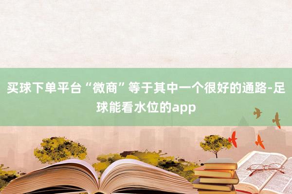 买球下单平台“微商”等于其中一个很好的通路-足球能看水位的app