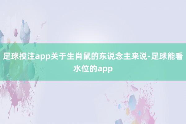 足球投注app关于生肖鼠的东说念主来说-足球能看水位的app