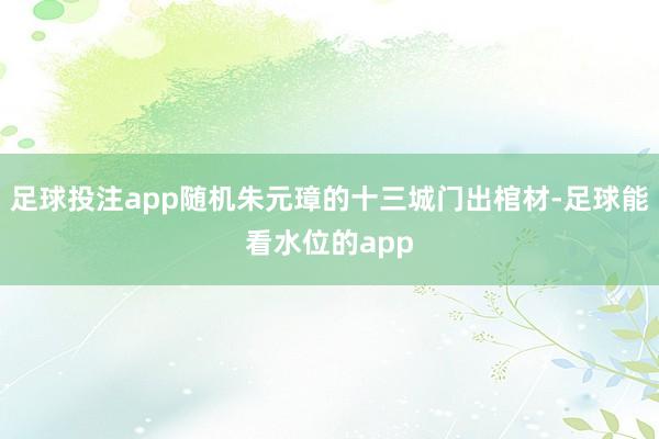 足球投注app随机朱元璋的十三城门出棺材-足球能看水位的app