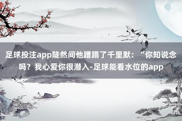 足球投注app陡然间他蹧蹋了千里默：“你知说念吗？我心爱你很潜入-足球能看水位的app