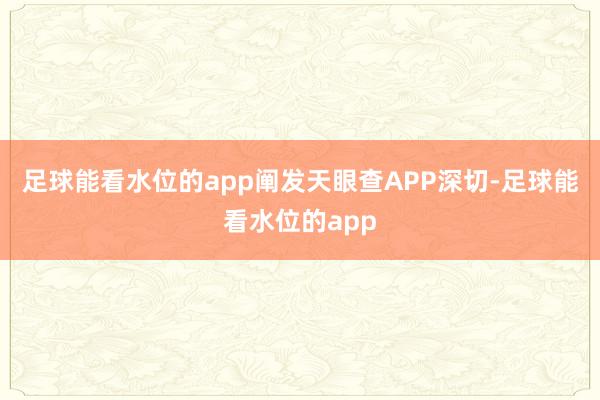 足球能看水位的app阐发天眼查APP深切-足球能看水位的app