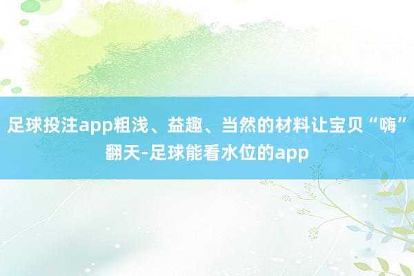 足球投注app粗浅、益趣、当然的材料让宝贝“嗨”翻天-足球能看水位的app