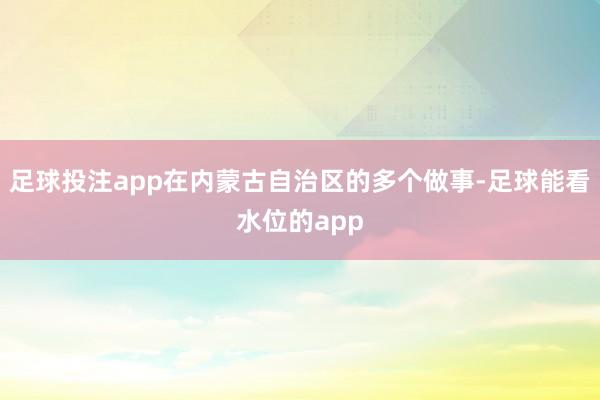 足球投注app在内蒙古自治区的多个做事-足球能看水位的app