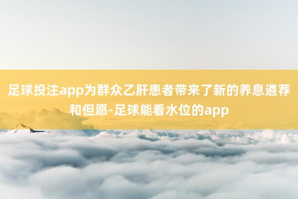 足球投注app为群众乙肝患者带来了新的养息遴荐和但愿-足球能看水位的app