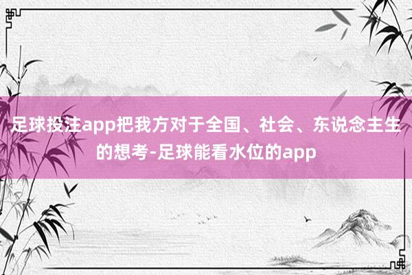 足球投注app把我方对于全国、社会、东说念主生的想考-足球能看水位的app