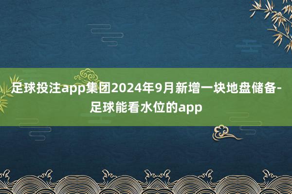足球投注app集团2024年9月新增一块地盘储备-足球能看水位的app