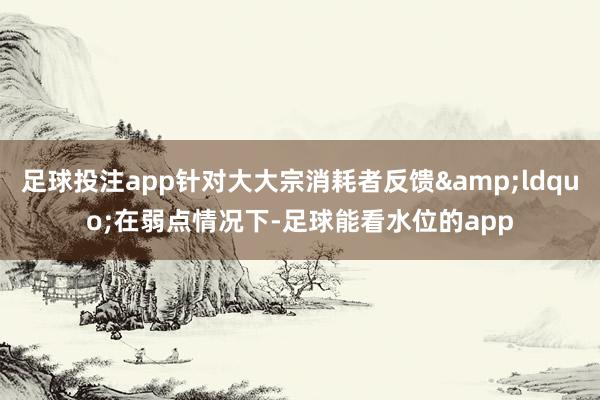 足球投注app针对大大宗消耗者反馈&ldquo;在弱点情况下-足球能看水位的app