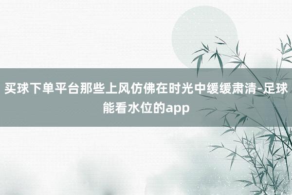 买球下单平台那些上风仿佛在时光中缓缓肃清-足球能看水位的app