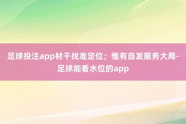 足球投注app材干找准定位；惟有自发服务大局-足球能看水位的app