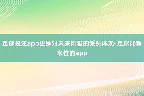 足球投注app更是对未来风雅的派头体现-足球能看水位的app